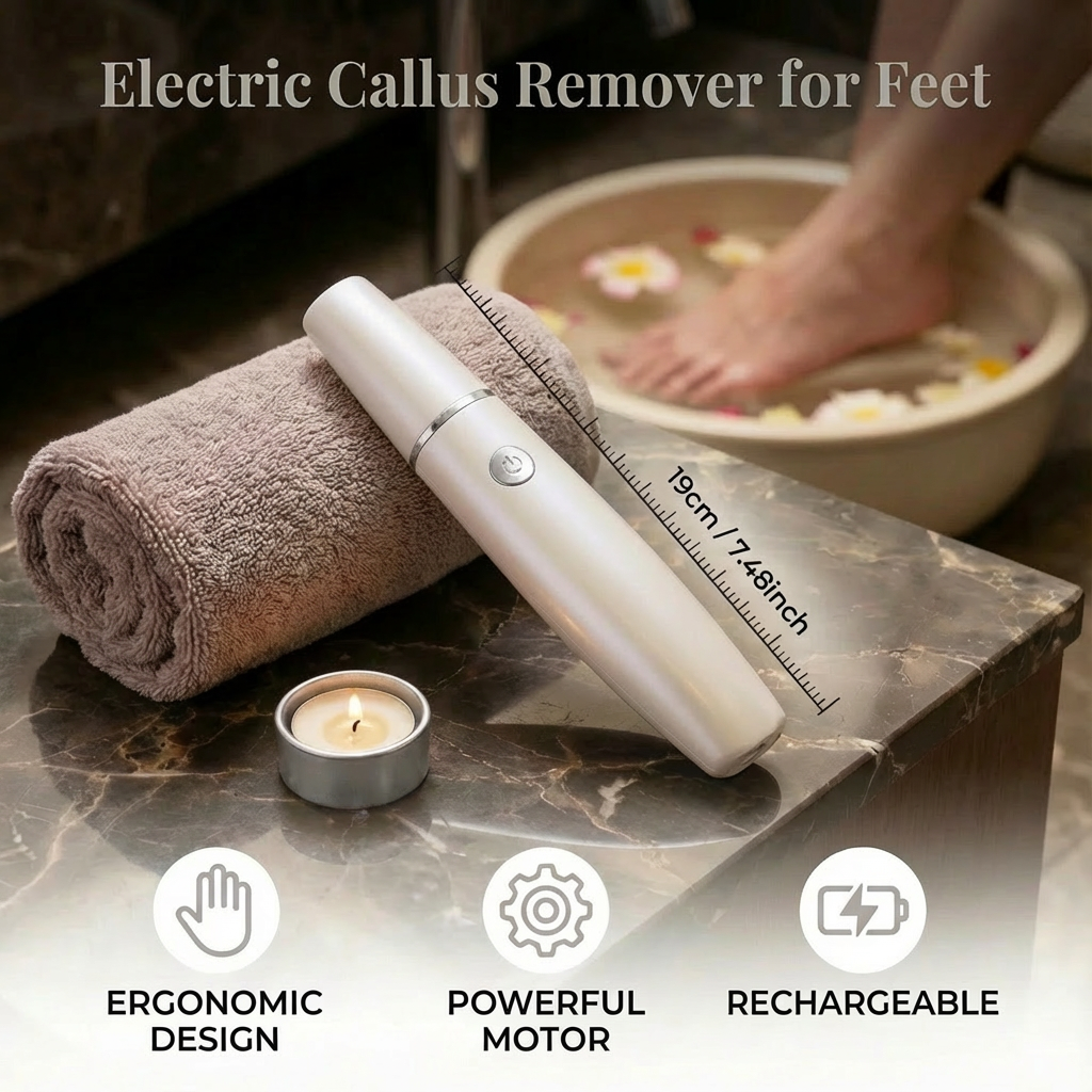 Cordless electric callus remover for feet