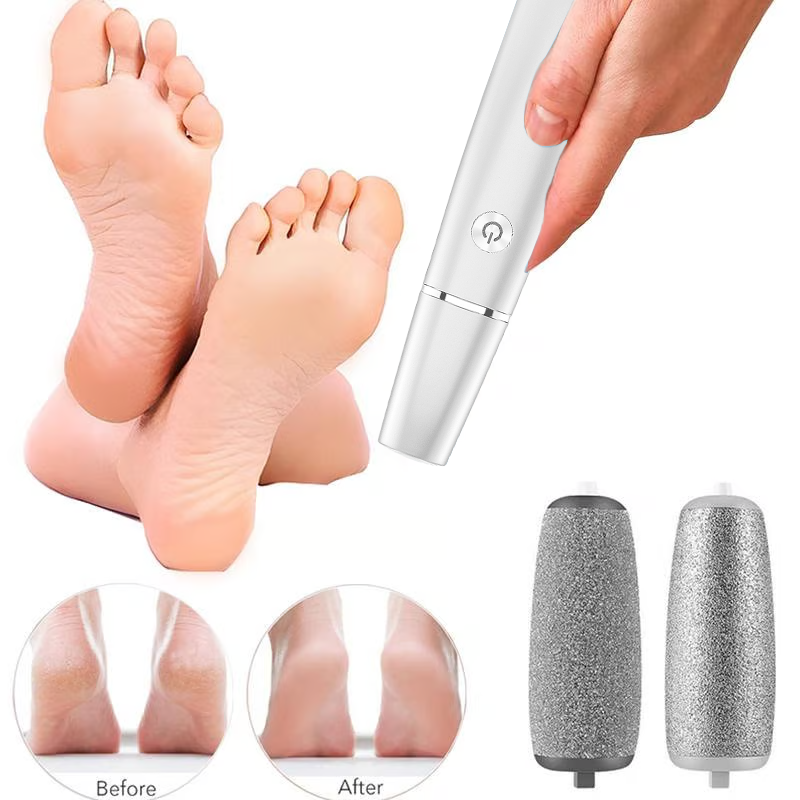 Electric callus remover wand with its roller head