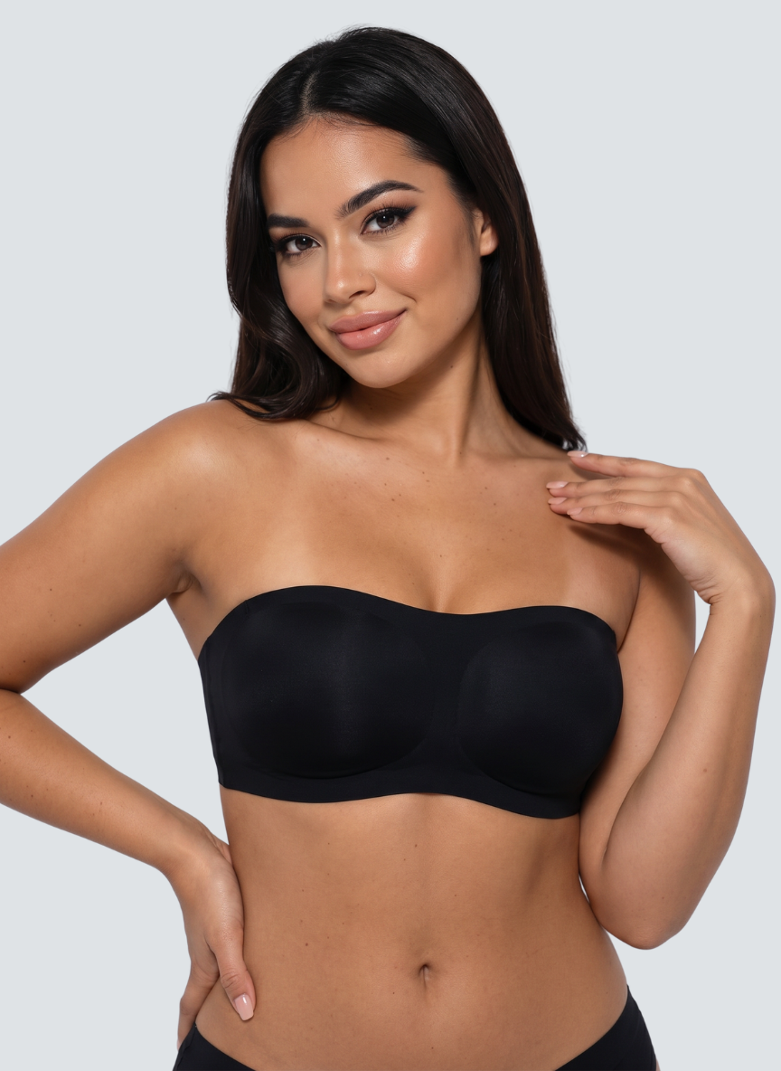 Wireless strapless bandeau bra, front view