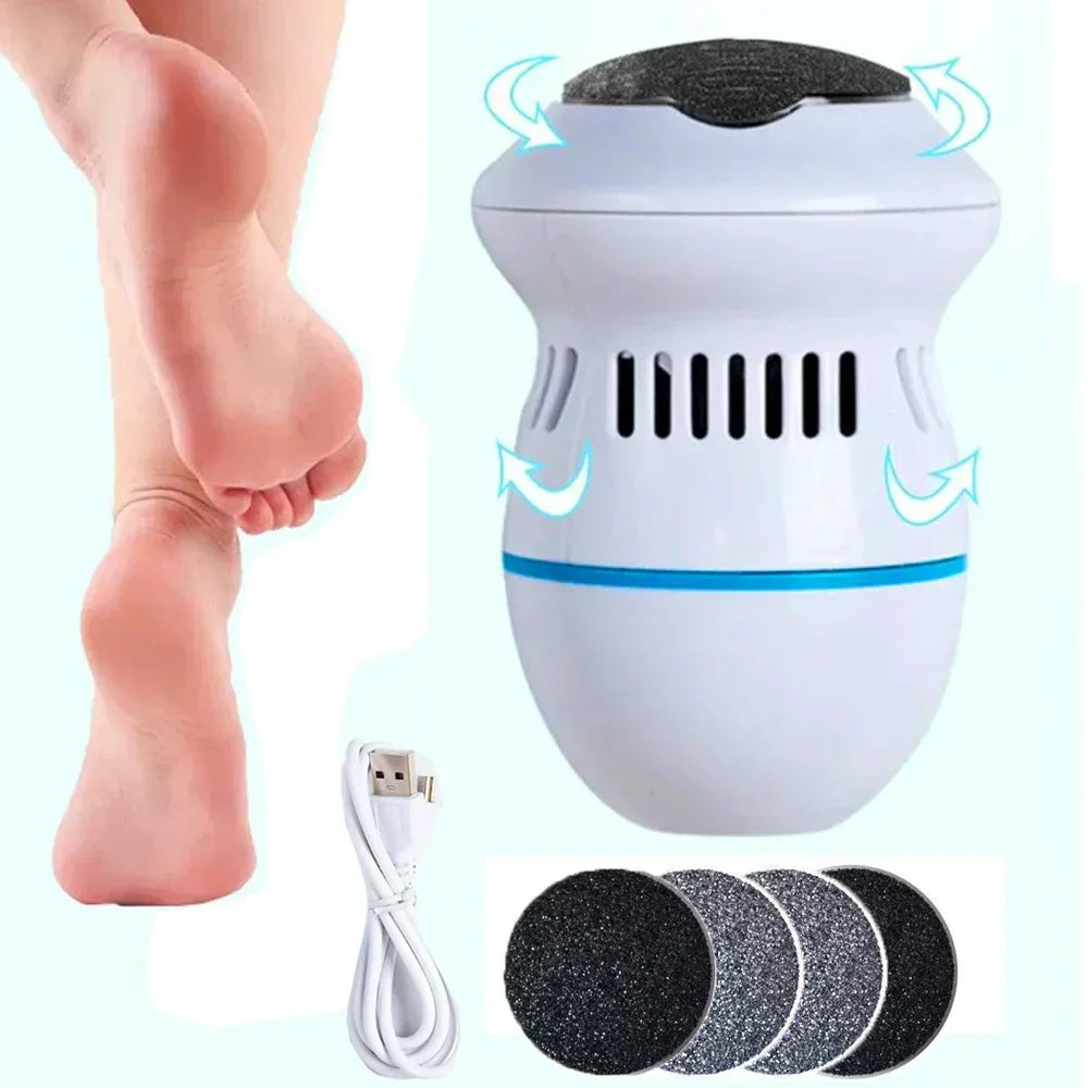 Electric foot file kit with the unit, USB charging cable and sanding discs