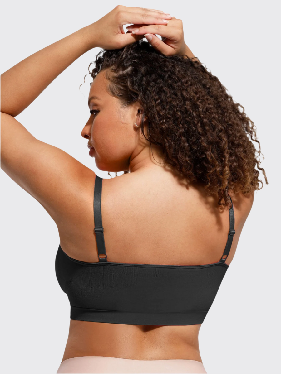 Wireless ruched pullover bra with thin adjustable straps, additional view
