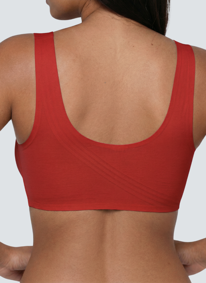 Wireless smooth back pull on bra with wide straps, additional view