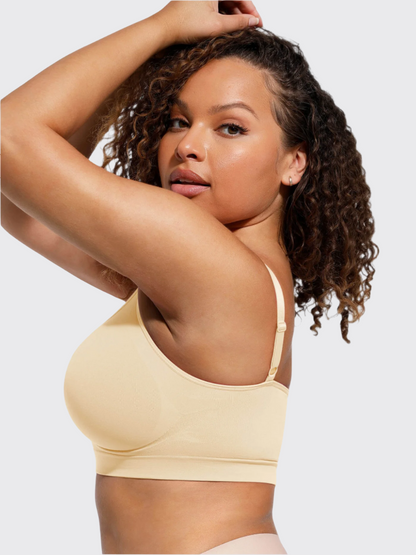 Wireless ruched pullover bra with thin adjustable straps, additional view