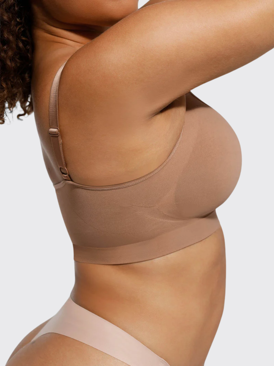 Wireless ruched pullover bra with thin adjustable straps, additional view