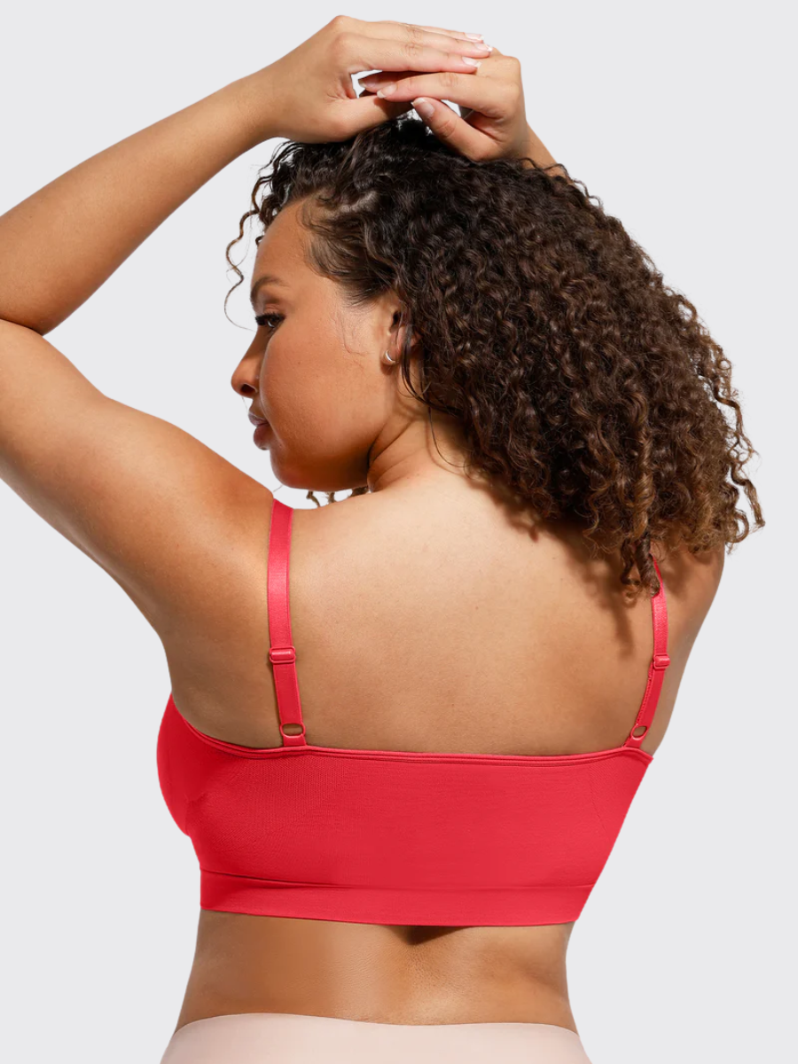 Wireless ruched pullover bra with thin adjustable straps, additional view