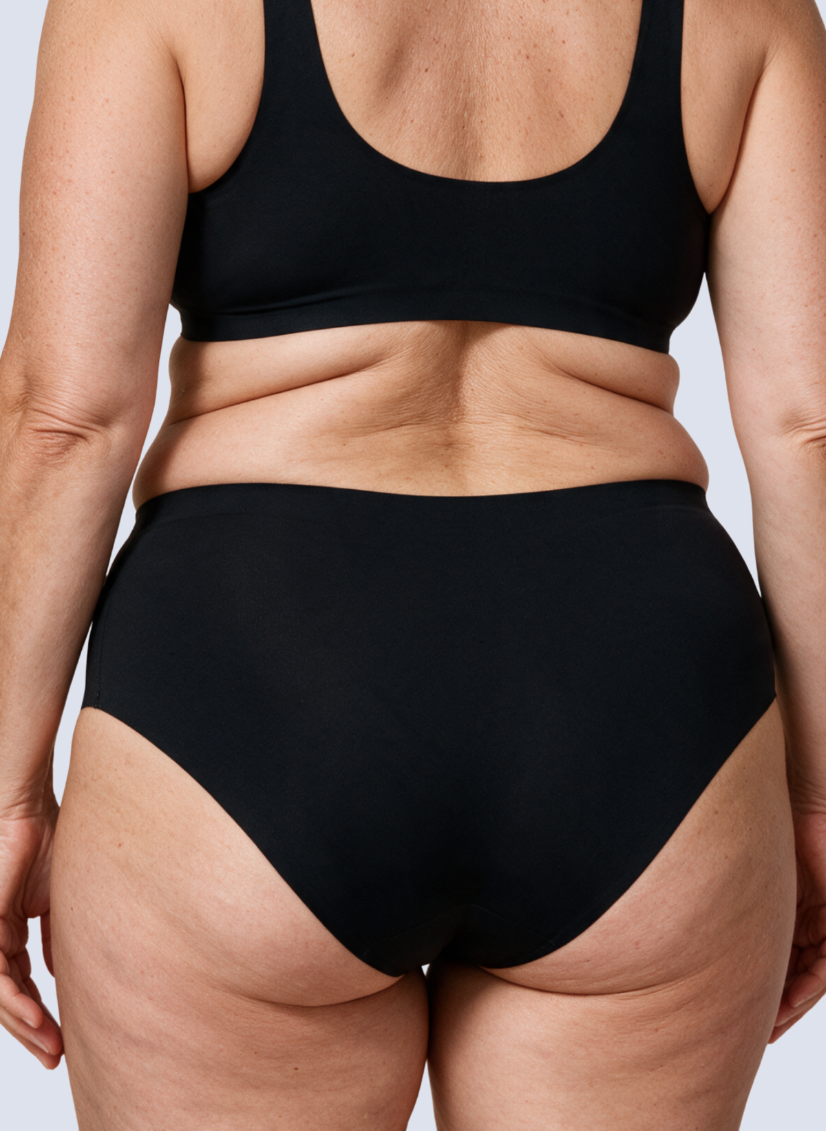 Black high waisted seamless knickers, back view