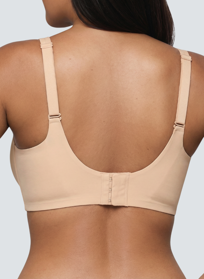 Nude wireless V neck jelly bra with keyhole cut out, second view