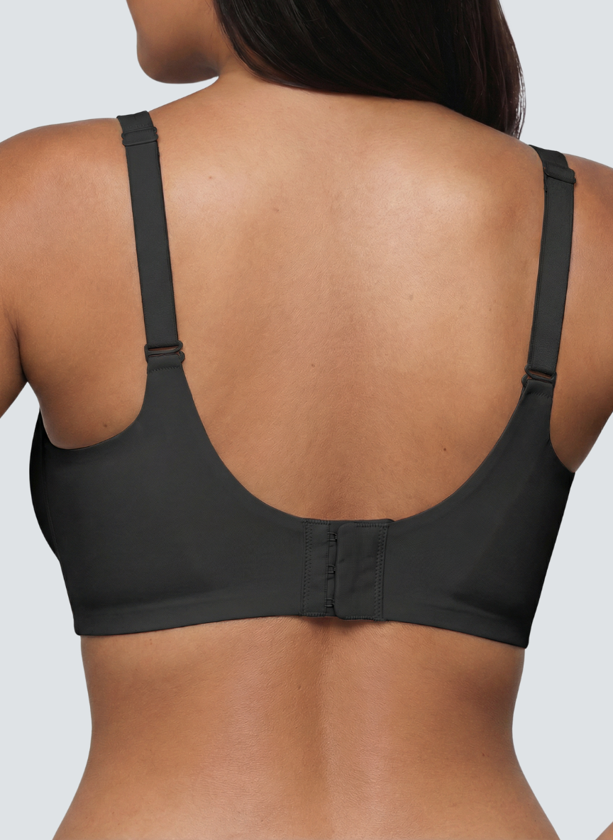 Black wireless V neck jelly bra with keyhole cut out, second view