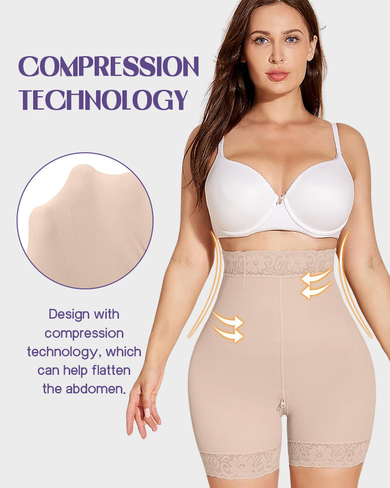 High-waist faja shorts with zip crotch