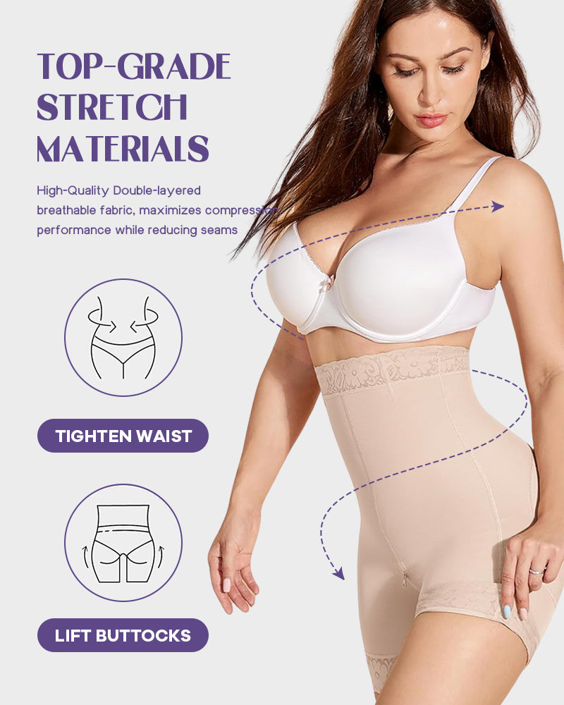 High-waist faja shorts with zip crotch