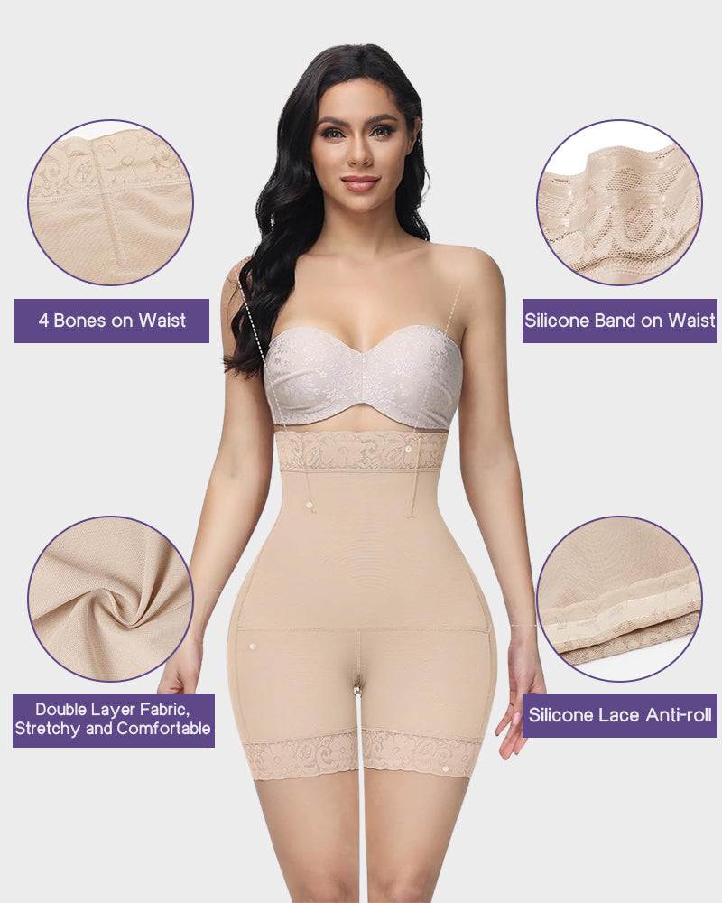 High-waist faja shorts with zip crotch