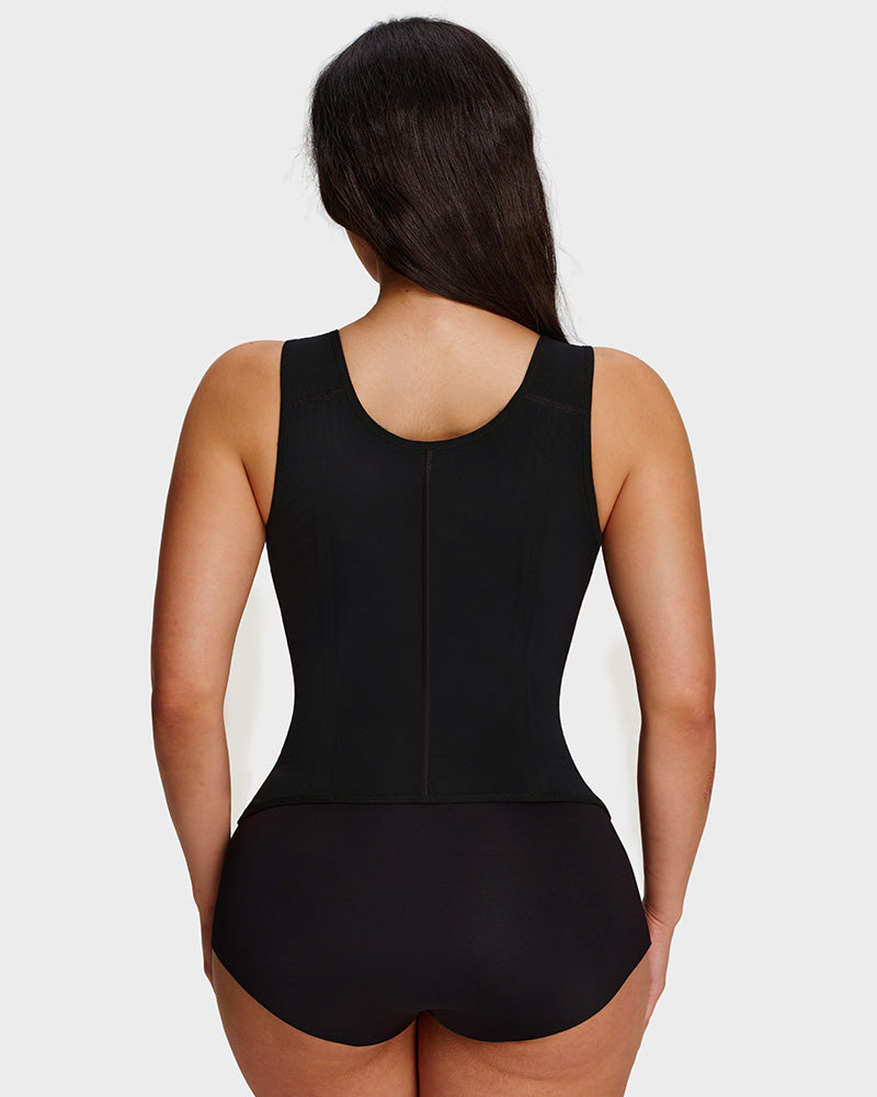 Shapewear vest with built-in bra in black