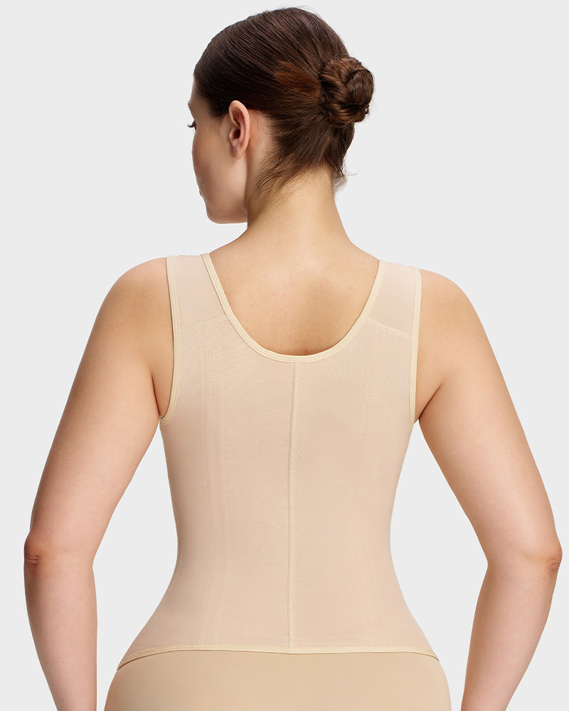 Shapewear vest with built-in bra in nude