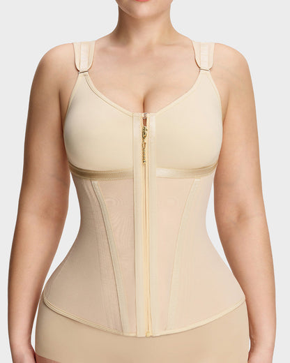 Shapewear vest with built-in bra in nude