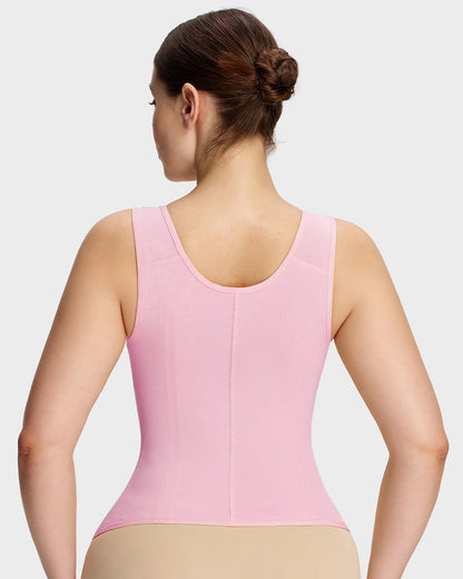 Shapewear vest with built-in bra in pink