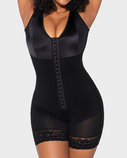 Full-coverage shaping bodysuit with front hooks