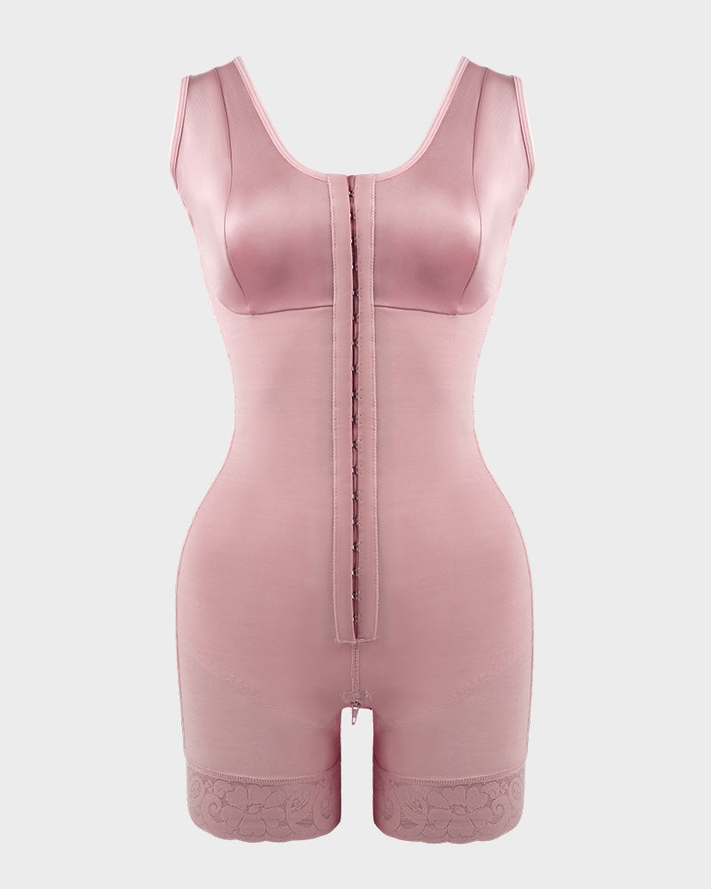 Full-coverage shaping bodysuit with front hooks