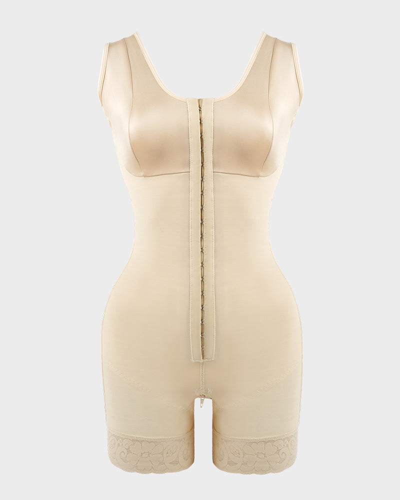 Full-coverage shaping bodysuit with front hooks