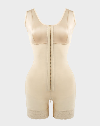 Full-coverage shaping bodysuit with front hooks