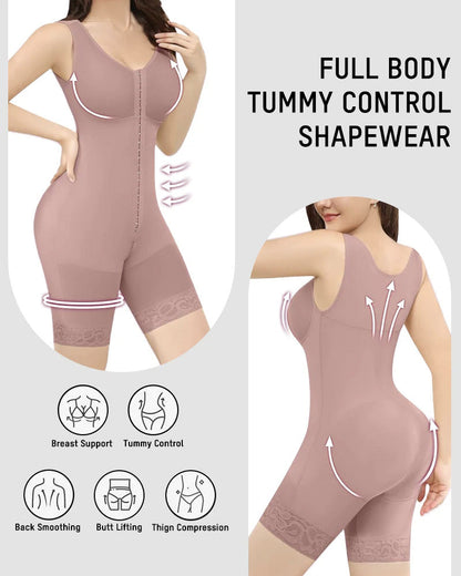 Full-coverage shaping bodysuit with front hooks
