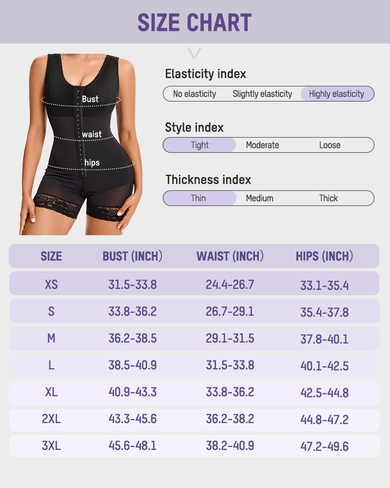 Full-coverage shaping bodysuit with front hooks