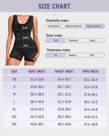 Full-coverage shaping bodysuit with front hooks
