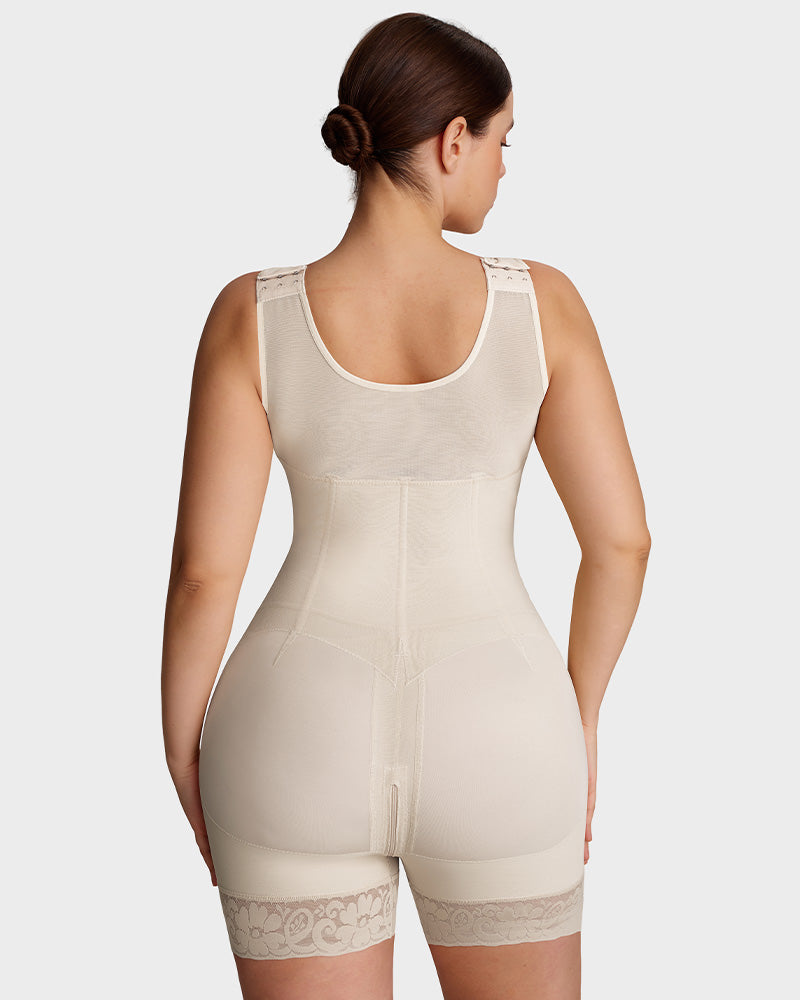 Full-bust faja bodysuit with hooks and zip