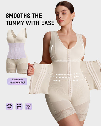 Full-bust faja bodysuit with hooks and zip