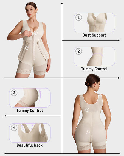 Full-bust faja bodysuit with hooks and zip