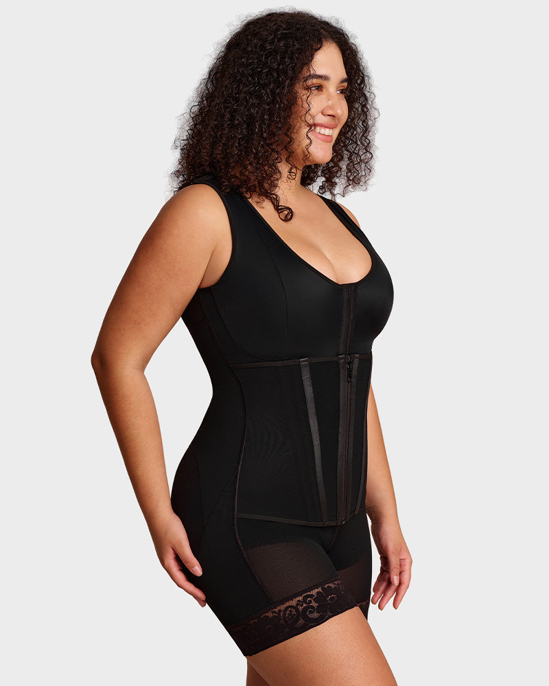 Full-bust faja bodysuit with hooks and zip