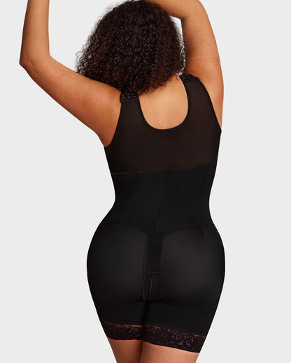 Full-bust faja bodysuit with hooks and zip
