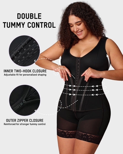 Full-bust faja bodysuit with hooks and zip