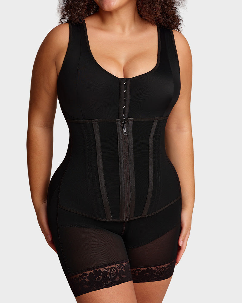 Full-bust faja bodysuit with hooks and zip