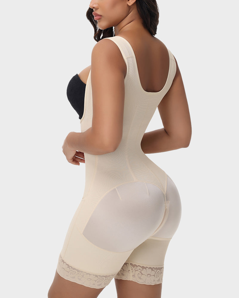 Boned faja bodysuit with front hooks