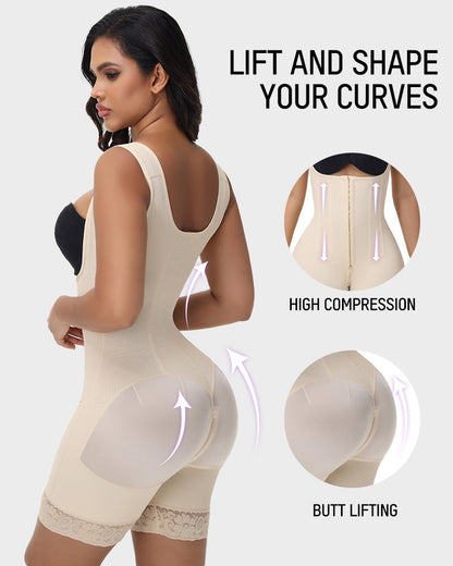 Boned faja bodysuit with front hooks