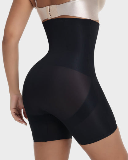 High-waist mesh shaper shorts with cross bands