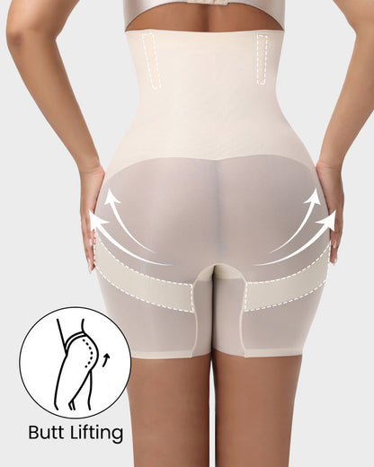 High-waist mesh shaper shorts with cross bands