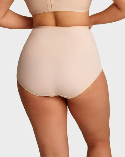 Nude high waisted tummy control knickers, back view