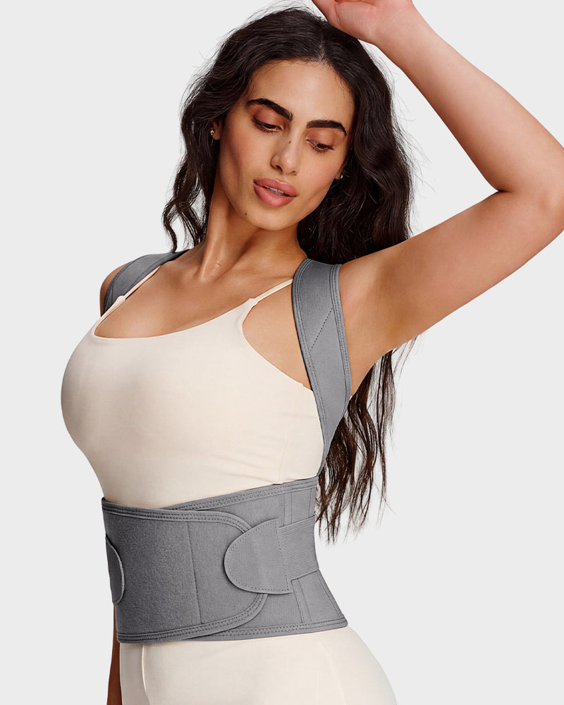 Back and shoulder posture support brace in grey