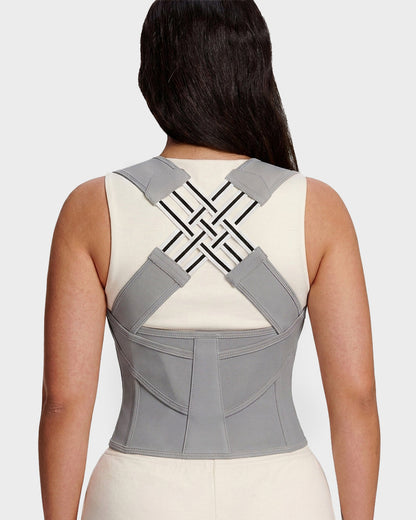 Back and shoulder posture support brace in grey