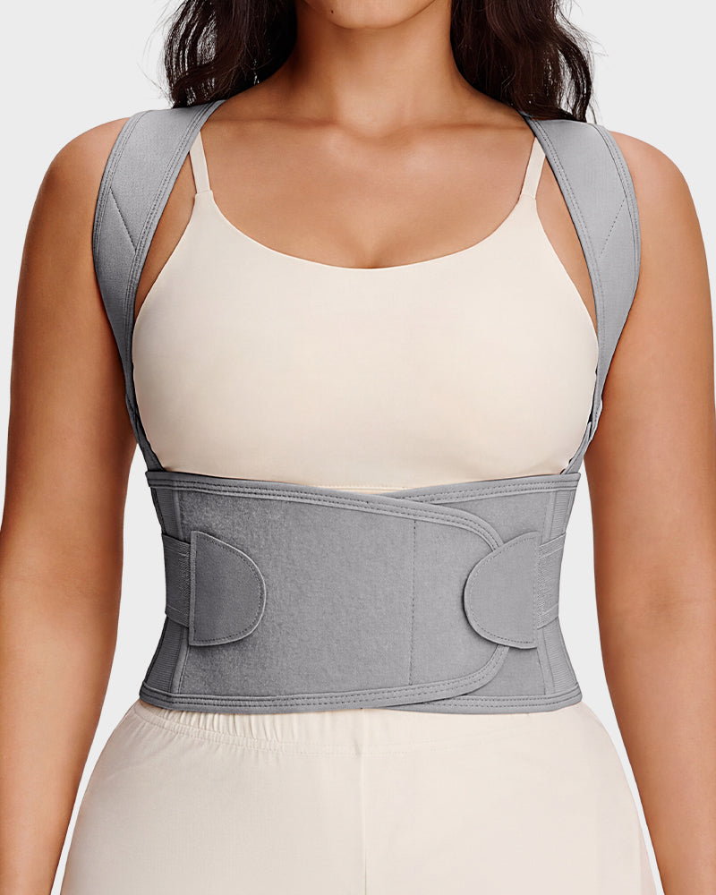 Back and shoulder posture support brace in grey