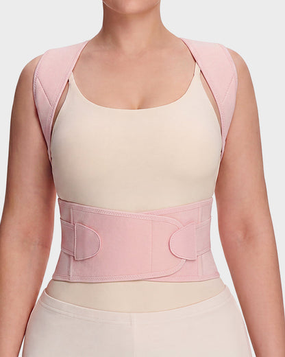 Back and shoulder posture support brace in pink