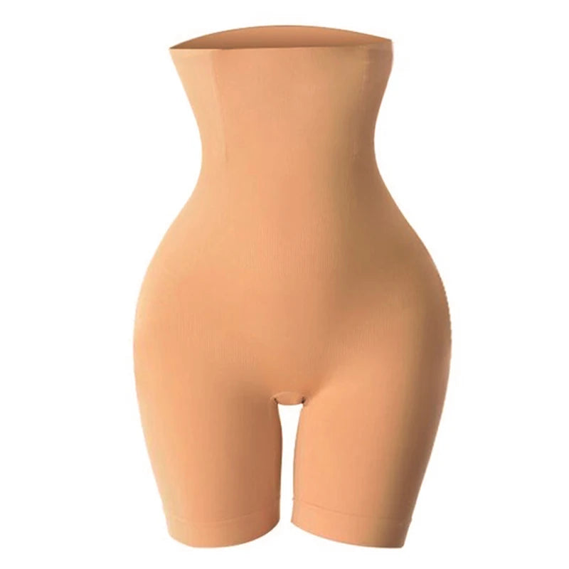 Nude high waisted shapewear shorts, front view