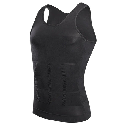 Black ribbed compression vest, three quarter view