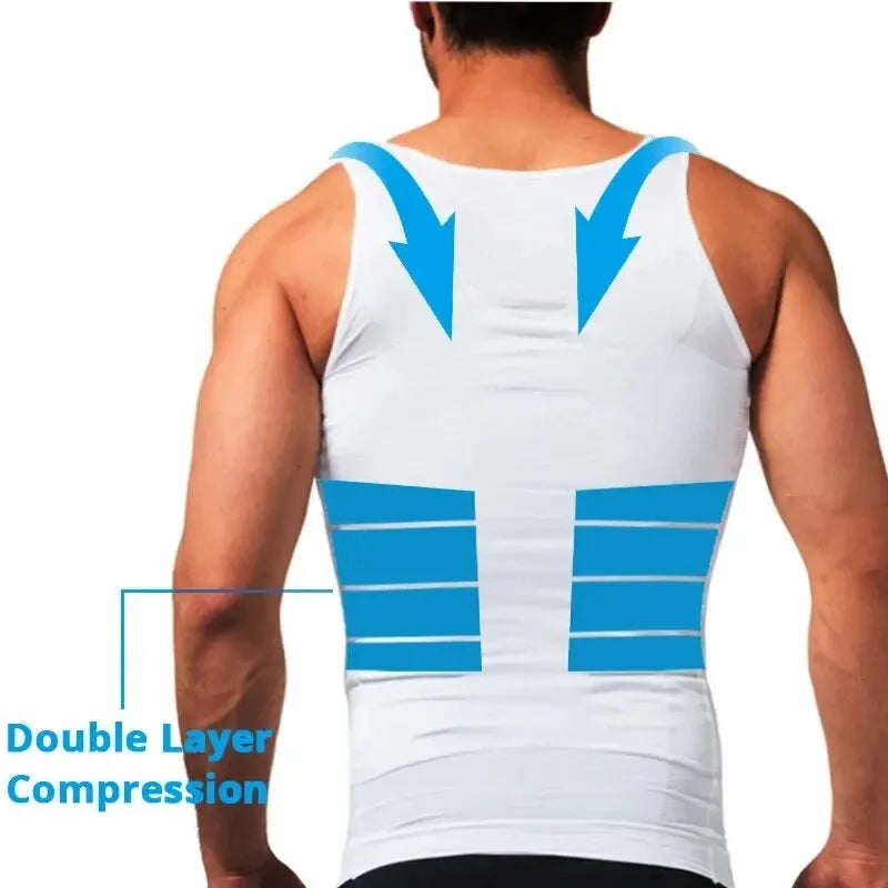 White ribbed compression vest, back view