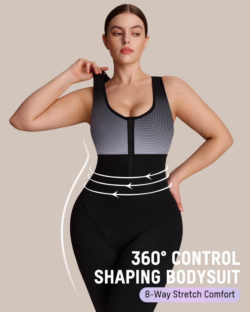 Sleeveless workout jumpsuit with built-in bra