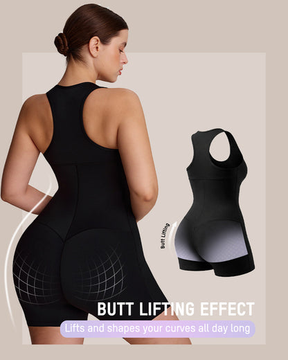 Workout romper with built-in bra and pockets