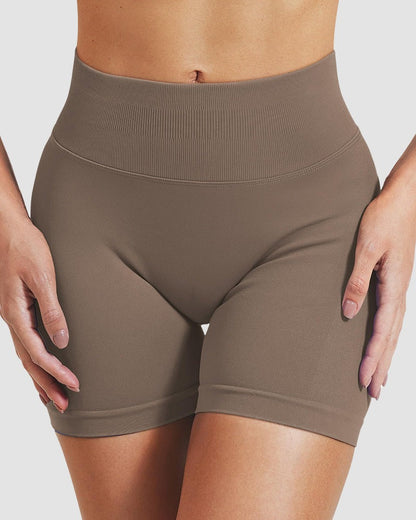 Seamless high-waist gym shorts