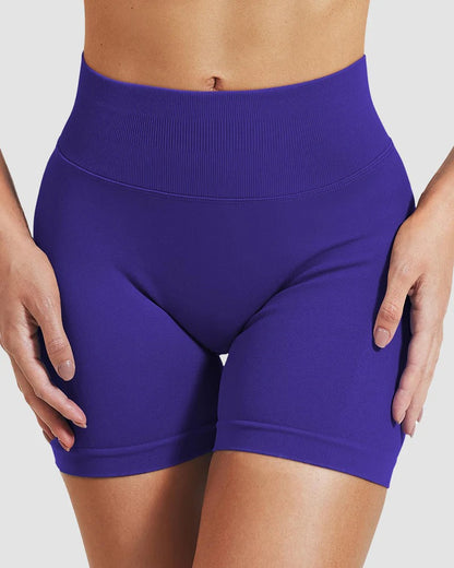 Seamless high-waist gym shorts
