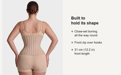 Back view of the nude boned waist cincher showing close-set boning all the way round